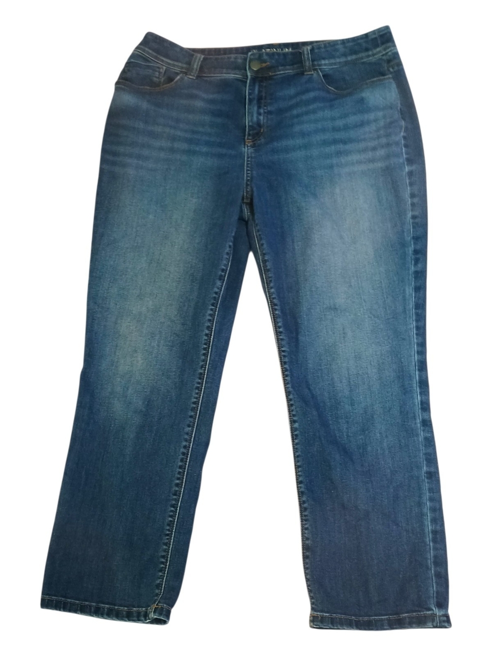 Ankle Jeans Cropped Med-Rise Dark Wash Platinum Ankle Chico's Sz 1.5 (US 10)